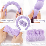 Skincare Headbands for Washing Face or doing make up, Wristband Scrunchie Set, hair clip